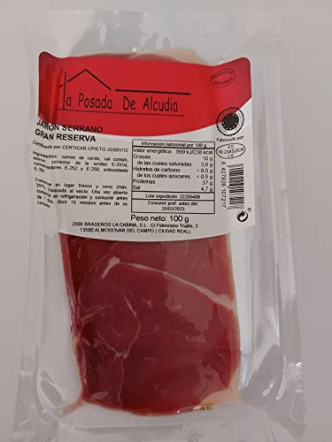Jamón serrano loncheado. Jamón deshuesado y loncheado. Contiene 5 sobres de 100 grs (500 grs). Jamón loncheado envasado al vacío. Jamón serrano lonchas. Jamones. Regalo original. Origen Ciudad Real.