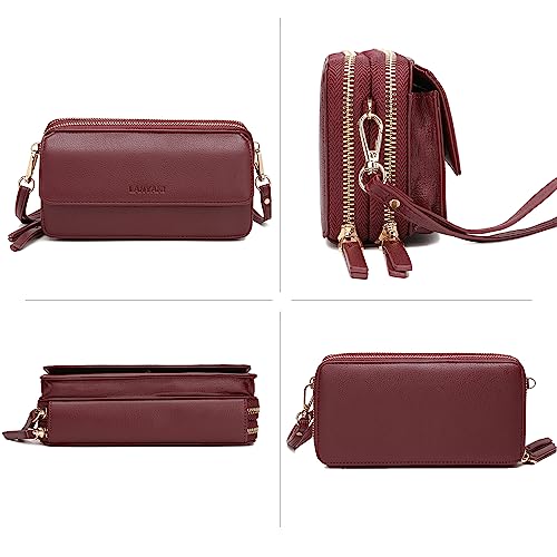Image of Lanyani RFID Crossbody Wallet Wristlet Purse with Phone Pocket For Women Vegan Leather