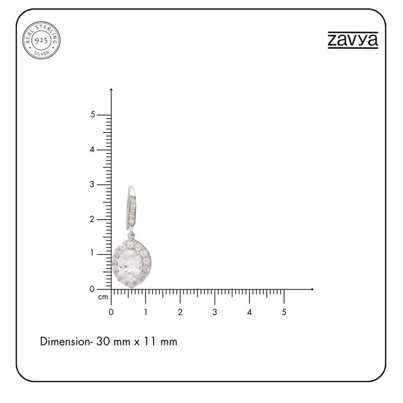 Image of ZAVYA 925 Sterling Silver CZ Drop Silver Plating Drop Earrings | Gift for Women and Girls | With Certificate of Authenticity and 925 Hallmark