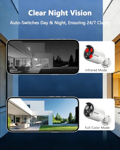 Image of OOSSXX Ultra Wide-Angle 5MP Wired Outdoor PoE IP Cameras for Home Security Outdoor Camera System Video Surveillance