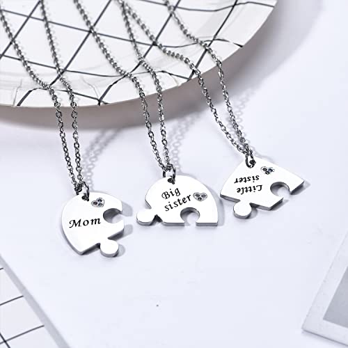 Yonhon Mother Big Sister Little Sister Necklace for 3, Mother Daughter Keychain for 32