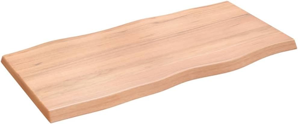 vidaXL Treated Solid Oak Wood Table Top | Live Edge | Home and Office Friendly | Light Brown| Dimensions: 39.4"x19.7"x(0.8"-1.6")