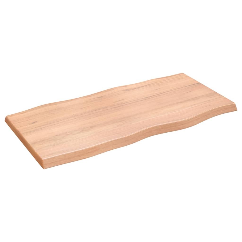 Plateau de Table Marron Clair 100x50x4 cm Bois de Chêne Massif Applications Polyvalentes Dessus de Table de Remplacement Renouveler Table à Maison Fabriqué à Main avec Bord Vif