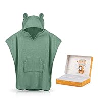 Fuchs&Panda® Badeponcho Kinder EXTRA warm, weich & kuschelig (100% Bambus) | Badeponcho Baby | Handtuch Poncho Kinder mit toller Geschenkverpackung (Kupfer-grün)