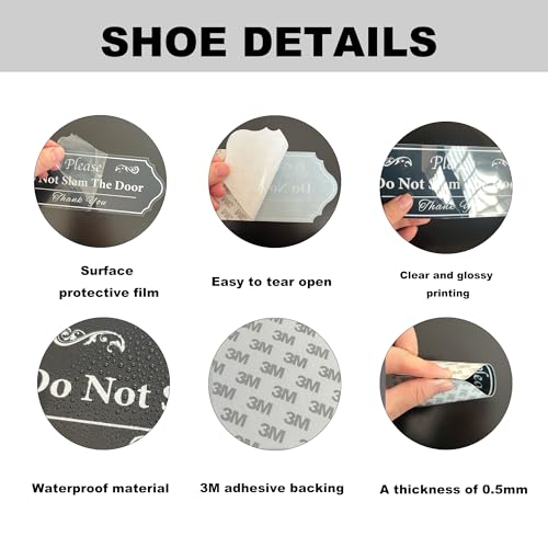 Image of Please Do Not Slam The Door Sign Stickers, Waterproof and UV Resistant Close Door Gently Sign for Van Car SUV Taxi Window (Black)