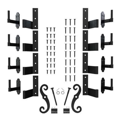 Image of SteelTek Flat Hinge with 0 inch Offset Shutter Kit, for Heights 60 inch-80 inch (Includes 8 Flat Hinges, 8 Pintels on Plate, 1 Pair S-Holdbacks w /Lag Bolt Shutter Support)