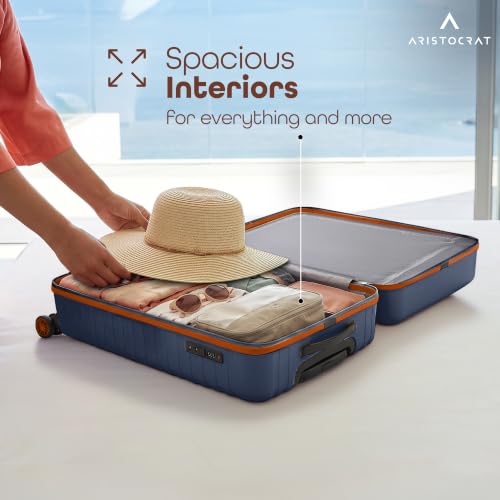 Image of Aristocrat Airpro-Max 55.5 cm Cabin Small Size Trolley Bag, Lightweight Polypropylene Case Luggage with 8 Wheels, Combination Lock, Travel-Friendly, 3-Year International Warranty, Spanish Blue