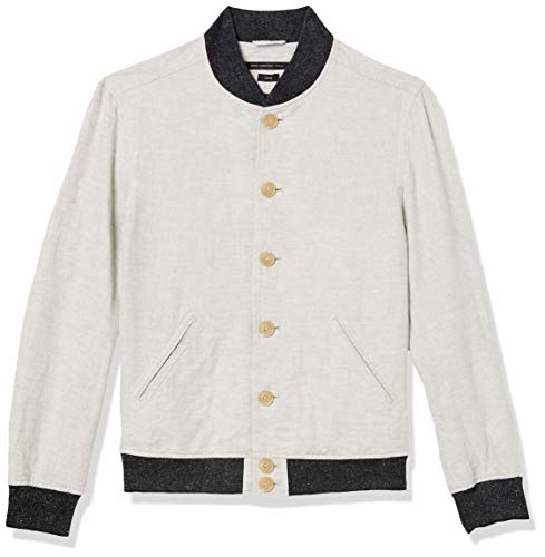 John Varvatos Star USA Men's Bomber Jacket, Fossil Grey, Small