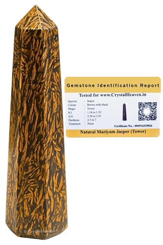 Image of Certified Mariyam Jasper Crystal Tower Obelisk Point For Chakra, Healing And Balancing - Aaa Grade Original Certified Gemstone Agate For Reiki Meditation Yoga Spiritual (3-4 Inches)