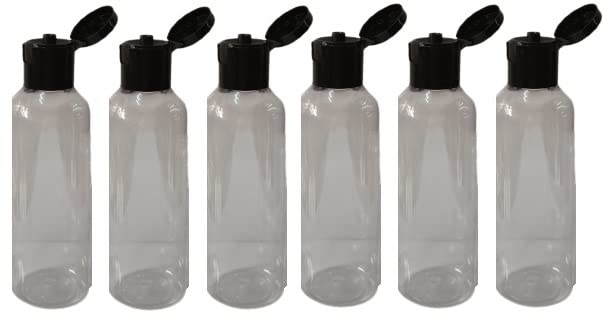 100 ML PET CLEAR ROUND BLACK FLIP TOP CAP Plastic Bottles Size Cosmetic Travelling Containers Small Leak Proof Squeeze Bottles| Pack of 6-image-36