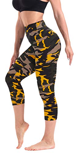 CAMPSNAIL High Waisted Pattern Leggings for Women Soft Tummy Control Printed Legging Capri