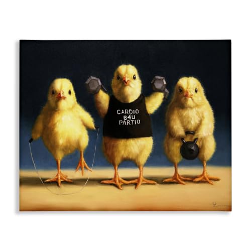 Funny Workout Chicks Animal Humor, 16 x 20 Inch Canvas Wall Art by Stupell Industries - Used condition - US$25.03