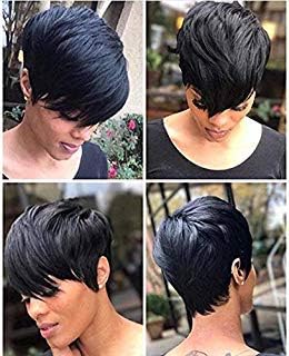RUISENNA Short Hair Wigs Boy Cut Human Hair Short Pixie Wigs Straight Short Black Wigs for Black Women Natural Color