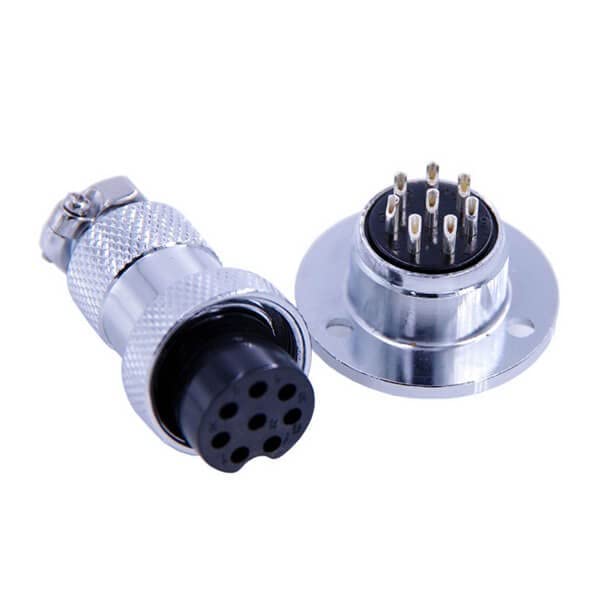Conector de aviación GX20 macho a hembra de 8 pines recto con brida para panel 2
