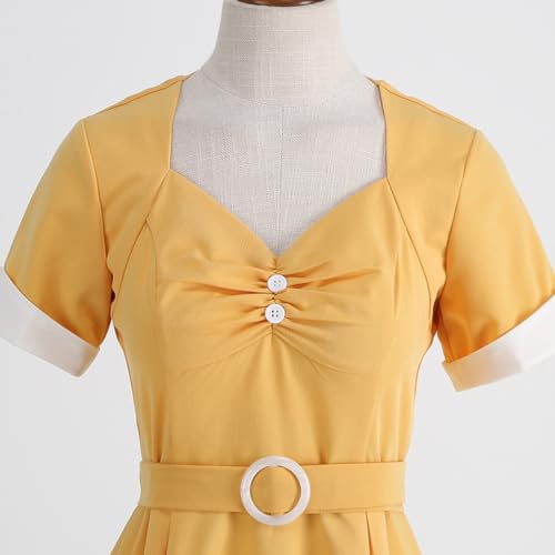 Women's 1950s Retro Dress Short Sleeve Swing Midi Dress Cocktail Dress 50s Style Dresses for Women Vintage - Image 6