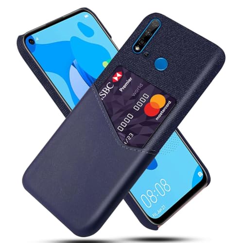 Funda para Huawei P20 Lite 2019,Antideslizante,Protección contra caídas de 360°,Resistencia a Las Huellas Digitales,Eestuche de Cuero de Lienzo y PU con 1 Ranura para Tarjetas detrás-Blue