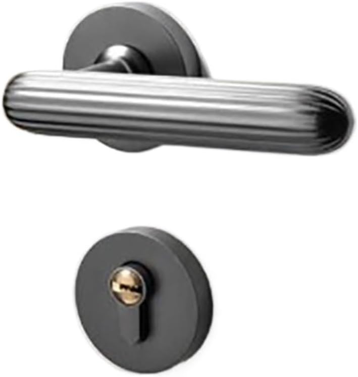 Door Lock Indoor Bedroom Nordic Black Split Bathroom Simple Room Door Lock Silent Solid Wood Door Lock(Yahei)
