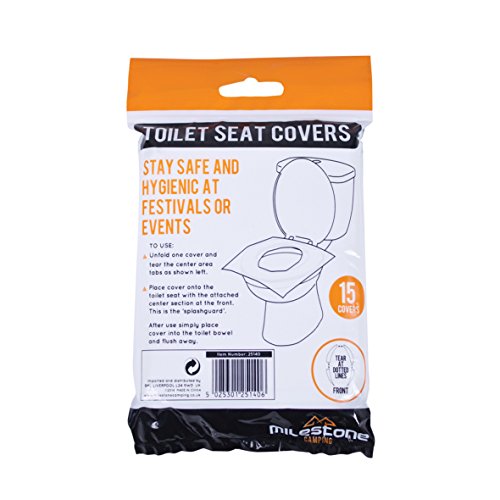 Milestone Camping Unisex Milestone Desechable Inodoro Fundas de Asiento (Paquete De 15) Blanco, Talla Única