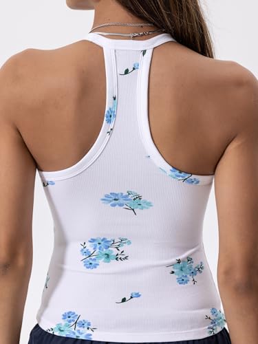 Danysu Tank Top für Damen Spaghetti Top Damen V-Ausschnitt Unterhemden & BH-Hemden füR Damen Going Out Tank Girl Sexy Party Y2K Sexy Oberteil Damen, Geblümtes Vergissmeinnicht Blau，Klein