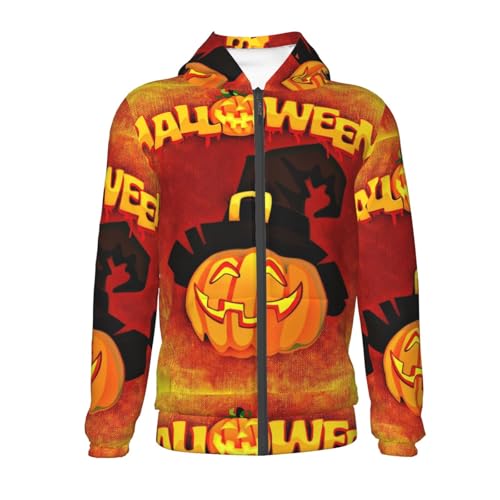 Halloween Pumpkin Autumn Hat Kids Pullover Hoodies Boys Zip Up Sweatshirts Girls Athletic Clothes with Pocket2