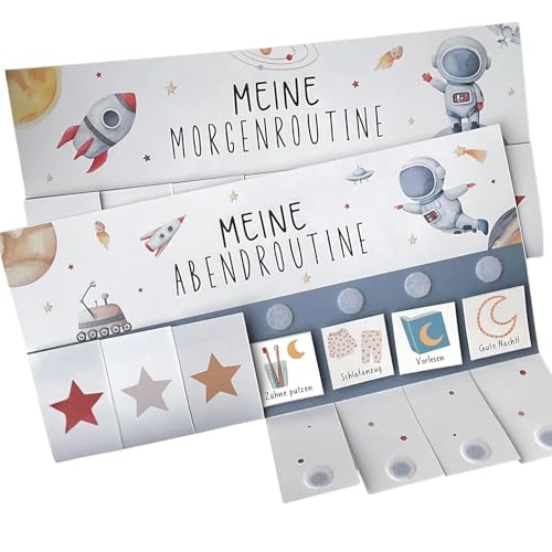 Morgen & Abendroutine für Kinder Space/Routineplan mit Sternchen/Routineplan für Kinder/Morgenroutine für Kinder (DIN A4 Tagesplan (Space)
