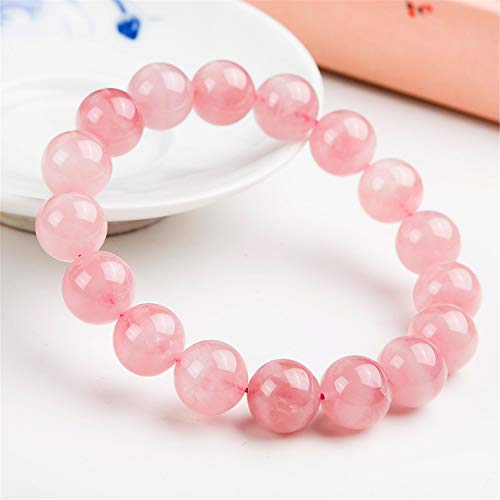 12mm Natural Pink Rose Quartz Crystal Madagascar Round Beads Bracelet AAAA2