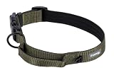 Kerbl Pet Collar Dallas, Verde Oliva, Ancho 32 mm, Contorno del Cuello 48-65 cm, Nylon, con Anilla en D y Ojal, Incluye Correa Corta, Ajustable, para Perros Grandes