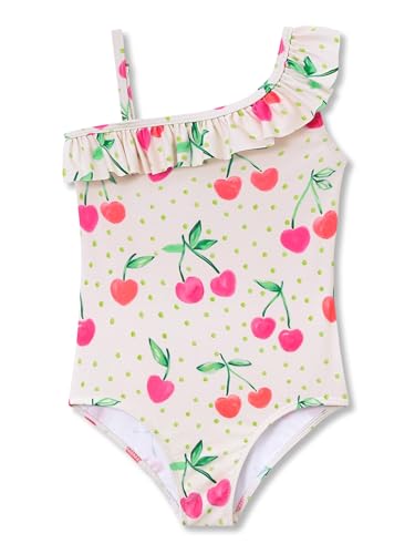 Image of Girls One Piece Swimsuits Adjustable Double Strap for Kids Palm Tree Print Toddler Bathing Suit Size 2T-10