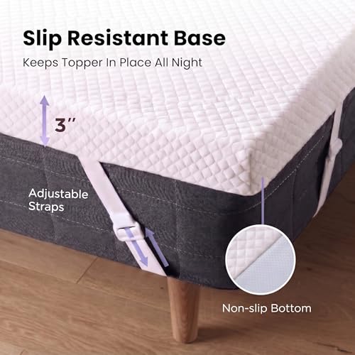 Image of Marsail Full Size 3 Inch Cooling Gel Memory Foam Mattress Topper, Soft Removable Cover, CertiPUR-US & Oeko-TEX Certified, for Sofa, RV, Camping