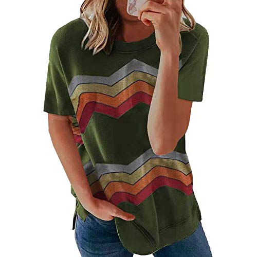 Uvwlwu Loose Short T-Shirt Casual Tee Sleeve Women's Printing Blouse Prints Shirts Women's Blouse Spandex Long Sleeve Shirt Green #TOP1