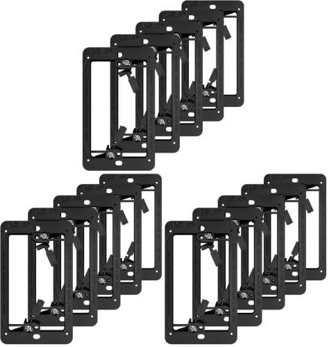 Image of VCE Low Voltage Mounting Bracket Single Gang Wall Plate, Flush Low Voltage Box for Network, HDMI, Coaxial, Speaker, Telephone Cables, Black, 15 Pack