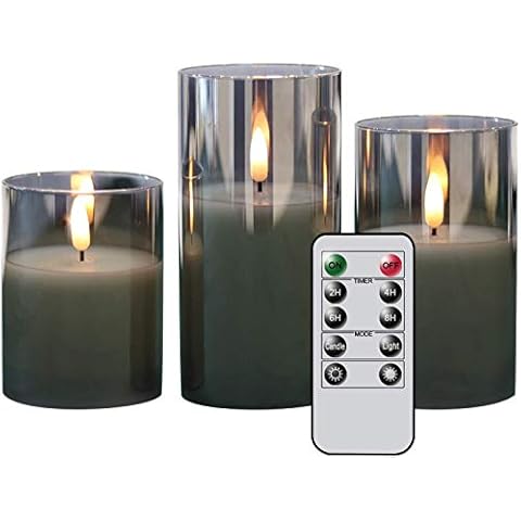 Eldnacele Graue flammenlose Kerzen aus Glas Cover
