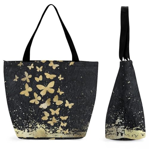 Sac pour femme Papillon Doré, grand volume 28.5x18x32.5cm avec portée épaule confortable