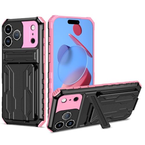 Coque iPhone 11 silicone antichoc avec porte-carte intégré rose et noir