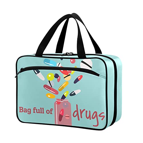 Naanle Pill Organizer Bag Travel Pill Bottle Medicine Organizer Home Storage Medication Bag for Vitamin Supplements, Colorful Pills Empty First Aid Bag for Car Camping, 1.0 Count