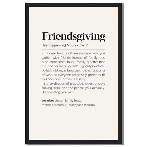 Framed Friendsgiving Poster Canvas Print Art Vintage Definition Wall Art for Living...