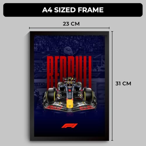 Image of Funk You Store Redbull F1 Poster | Framed Red Bull F1 Car A4 Sized (31 x 23 cm) | Max Verstappen Poster | Redbull Car Posters for Wall, Gift for Boys, Formula 1 Frames | Formula 1 Frame