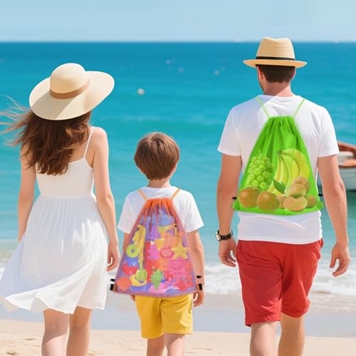 Miniatura 7 de Bolsa Playa Juguetes, 3 Pcs Bolsa Malla Juguetes Playa, Bolsa De Playa De Malla Con Cordón, Bolsa Playa Arena, Para Viajes Familiares, Juguetes, Natación, Actividades Al Aire Libre