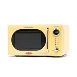 Nostalgia NRMO7YW6A Retro Compact Countertop Microwave Oven, 0.7 Cu. Ft. 700-Watts with LED Digital Display, Child Lock, Easy Clean Interior, Yellow