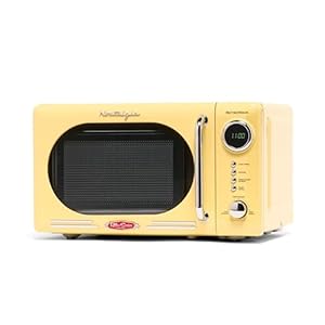 Nostalgia NRMO7YW6A Retro Compact Countertop Microwave Oven, 0.7 Cu. Ft. 700-Watts with LED Digital Display, Child Lock, Easy Clean Interior, Yellow