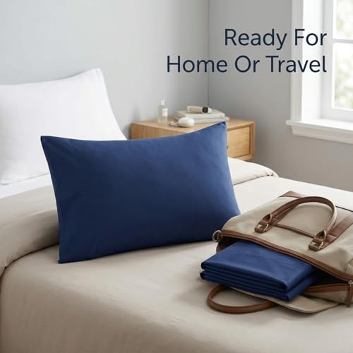 Image of 2-Pack Toddler Travel Pillowcases -100% Soft Microfiber, Breathable and Hypoallergenic - 14 inch by 20 inch Kids Pillowcases fits Pillows 14x19, 13x18 or 12x16, Solid Navy