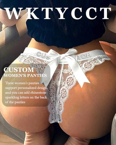 2-Pack Personalized Thongs with Names,Sexy Lace Bow Custom Panties for Women,Customized Thong with Name On It3