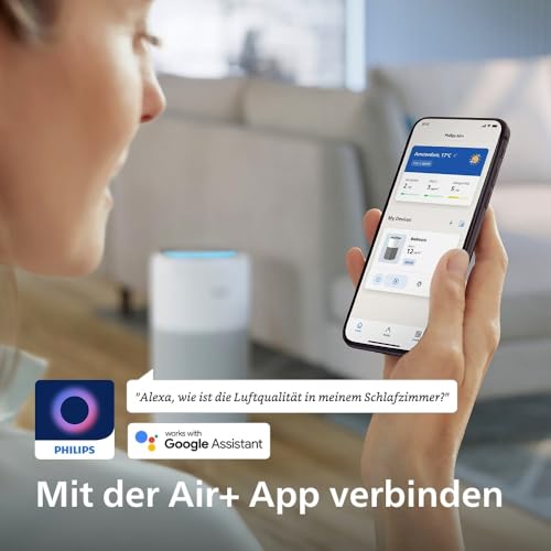 Philips Luftreiniger 2200 Series, HEPA NanoProtect + Aktivkohlefilter, CADR 400m³/h für 104m², Allergiker, Ultra-leise, Intelligenter und langlebiger Filter (AC2210/10)