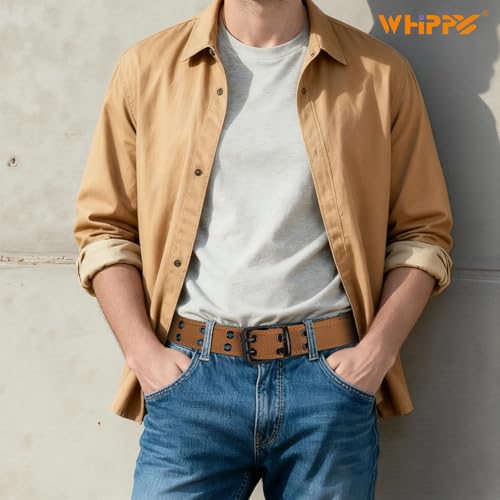 Image of WHIPPY Canvas Double Grommet Belt Unisex Casual Double Prong Belt for Men Women for Jeans Pants
