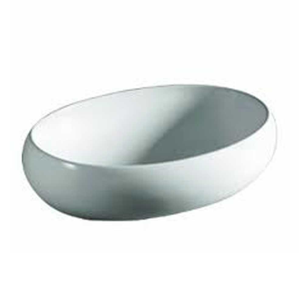 Whitehaus WHKN1091 Isabella oval above mount basin with a center drain - White