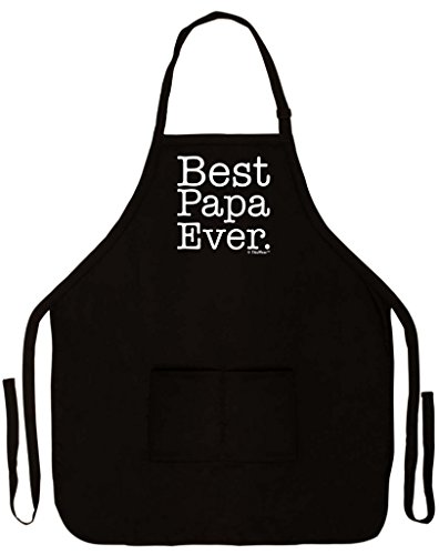 ThisWear Father's Day Gift Best Papa Ever Funny Apron for Kitchen Two Pocket Apron for Grandpa or Dad Black