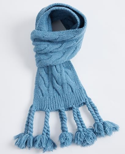 NEOSAN Women's Knit Scarf Winter Neck Warm Long Ribbed Thick Scarves Fashion Tassel Scarf Two Tone Blue Ashes2