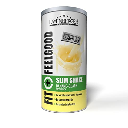 Layenberger Fit+Feelgood Slim Shake Powder, Mahlzeitersatz für 12 Portionen mit je 213 kcal (1x 396 g) - Banane-Quark