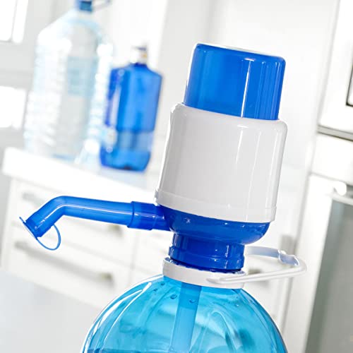 InnovaGoods® Manueller Wasserspender für XL-Flaschen, Einfache Handhabung, BPA-frei, Inklusive 3 Saugschläuche, Blau/Weiß, 8 x 16,5 x 18 cm, Polypropylen