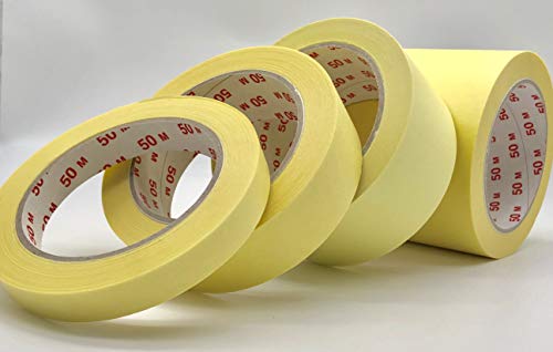 Preisvergleich Produktbild Kreppband Malerkrepp Abdeckband Abklebeband Kreppklebeband Malerband Breite: 15 mm, 30 mm, 50 mm, 100 mm; Länge: 50 m (50 mm x 50 m (0,03 / m))